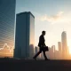 An executive's silhouette leaving a corporate building, representing the broader CEO departure trend in business leadership.