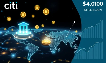 Citibank's stablecoin market forecast showing $4 trillion growth projection for digital finance