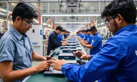 CMF brand spin-off manufacturing process in India showing smartphone production