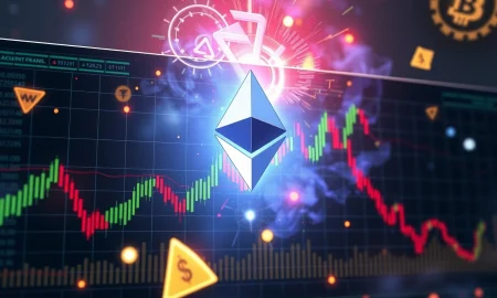 Ethereum news today showing market volatility and liquidation risks affecting cryptocurrency traders