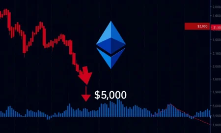 Ethereum price chart showing dramatic drop below critical $4,000 support level