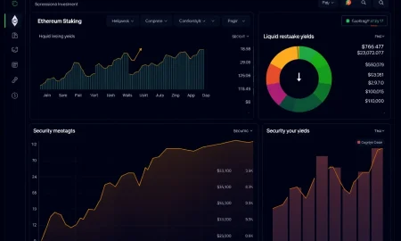 Institutional liquid restaking dashboard showing Ethereum yield optimization and security metrics
