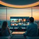 A family enjoys diverse content on a large screen, highlighting the convenience and variety of IPTV entertainment.