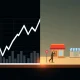 Stock market graph masking underlying economic challenges and hidden financial risks