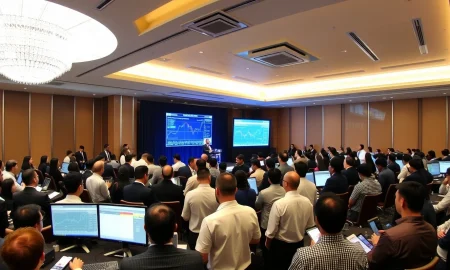 Traders Fair Hong Kong 2025 conference with professionals networking and learning about financial markets