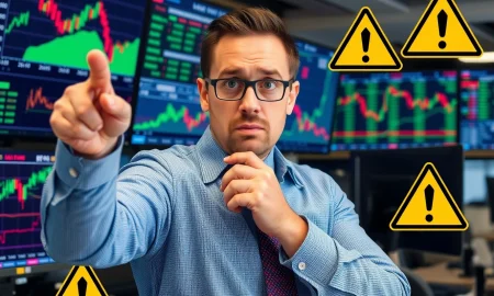 Financial strategist analyzing market pullbacks warning signals on trading charts