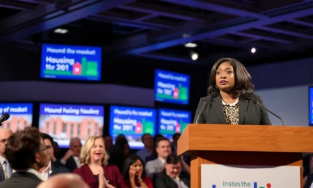 Kemi Badenoch announcing stamp duty abolition plan at Conservative conference