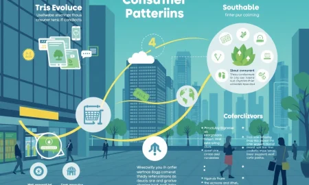 Modern consumer behavior shifts showing digital shopping and sustainable choices