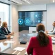 Corporate executives implementing enterprise AI solutions in modern business environment