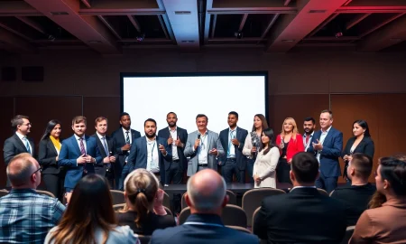 Top inspirational business speakers engaging corporate audience at UK leadership conference