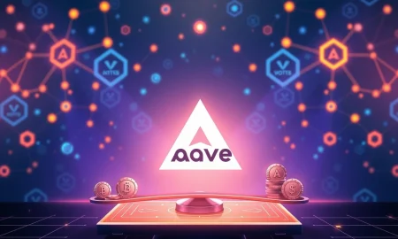 Aave governance token voting power imbalance visualized on digital scale