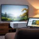 Amazon's discounted 4K home theater projector displaying vibrant imagery on a screen.