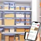 Amazon pantry organizer bins neatly storing dry goods in a modern kitchen pantry.