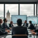 UK business professionals analyzing economic downturn data from CBI survey showing slowing activity.