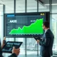 Financial trading floor display showing positive inflow data for the iShares Core U.S. Aggregate Bond ETF (AGG).