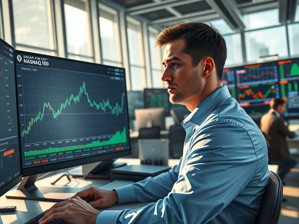 Financial analyst Michael Normyle reviews Nasdaq market data during AI-driven volatility on February 27, 2026.