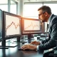 Financial analyst monitoring Alkermes (ALKS) stock chart showing oversold technical indicators on trading desk