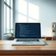 Anthropic's new AI Code Review tool analyzing code on a developer's laptop screen in a professional office setting.