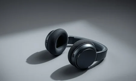 Apple AirPods Max 2 headphones in midnight color on a studio surface.
