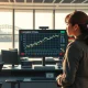 Trader analyzes rising Australian Dollar AUD/USD chart ahead of US Non-Farm Payrolls data release.