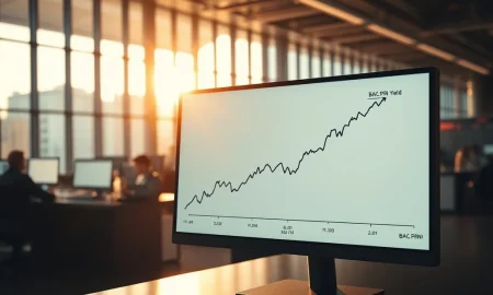 Bank of America BAC.PRN preferred stock yield chart on trading desk monitor