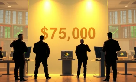 Bitcoin faces a $75K sell wall as institutional and whale buyers attempt to break through resistance.