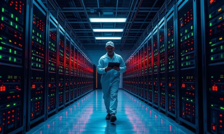 Bitcoin mining facility showing industrial-scale cryptocurrency mining operations during market volatility