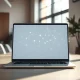 Laptop displaying a network graph representing Bluesky's decentralized social network.