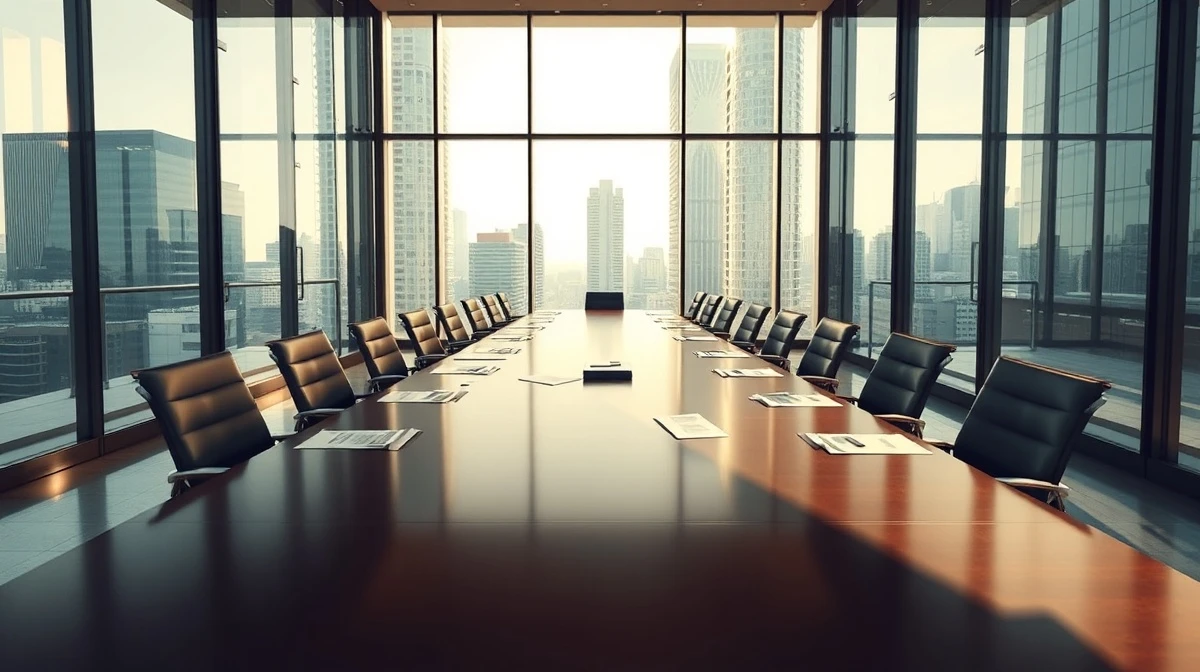 Boardroom scene representing pressure on Edinburgh Worldwide Investment Trust from activist Boaz Weinstein.