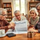 Senior adults reviewing Social Security benefit statements to strategize income increases for retirement planning.
