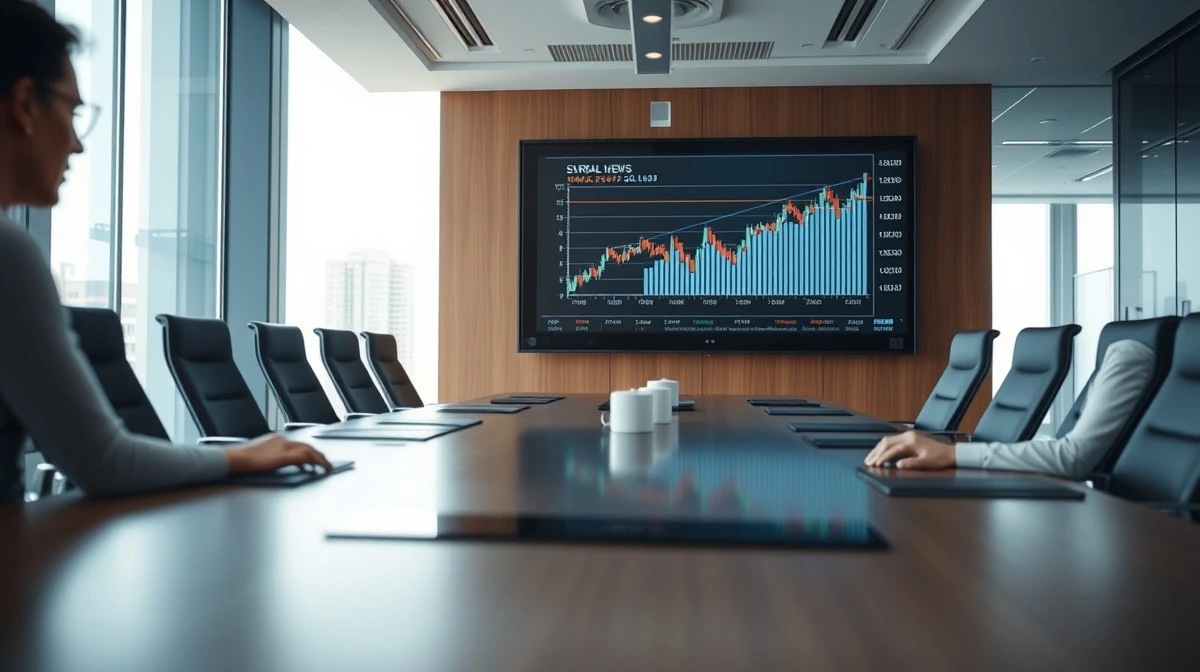 Corporate boardroom with financial chart showing Boyd Group Services Q4 earnings results.