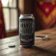 A can of Brantley Gilbert's new non-alcoholic beer on a rustic bar top.
