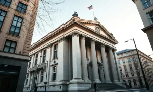 Historic Bundesbank headquarters building in Frankfurt, now designated for the European School relocation.
