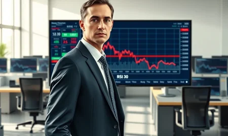 Financial analyst monitoring Cadre Holdings stock chart showing oversold RSI indicator in trading environment