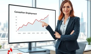 Data analyst reviews Canada labor market rebound chart showing February 2026 employment growth.