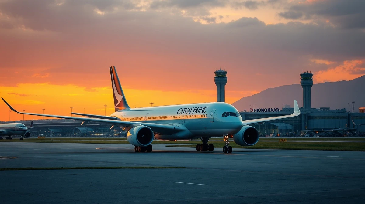 A Cathay Pacific aircraft at Hong Kong airport as analysts raise the stock's price target.