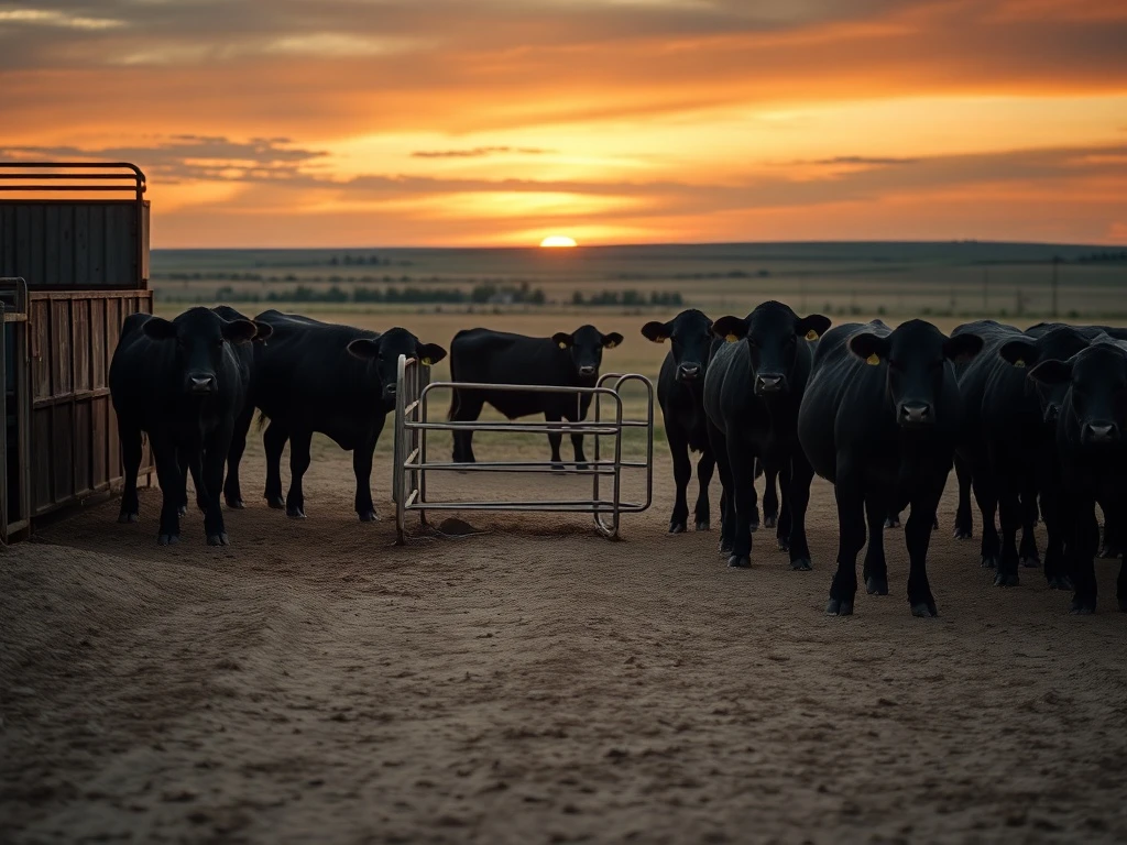 Cattle futures market analysis with livestock in feedlot setting during March 2026 price decline