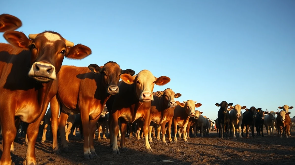 Cattle in a feedlot as futures prices rally sharply in commodity markets.