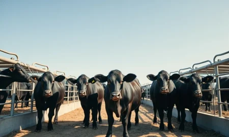 Cattle market analysis showing livestock in feedlot for Turnaround Tuesday futures gains report.