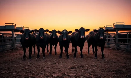 Cattle futures market analysis with livestock in feedlot setting