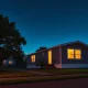 Cavco Industries manufactured home at dusk, representing the CVCO stock oversold analysis.