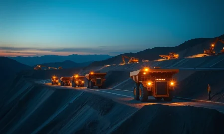 Centerra Gold's Mount Milligan open-pit mine operational at dusk, representing the company's production scale.