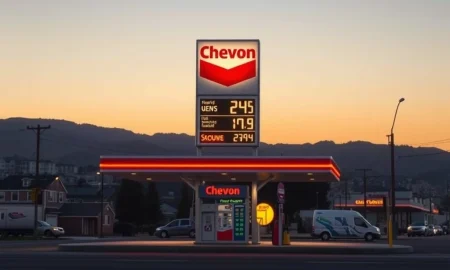 Chevron gas station in California showing high gasoline prices amid policy debate