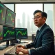 Financial analyst monitors CNY exchange rate charts showing China's trade resilience supporting renminbi stability in 2026 markets.