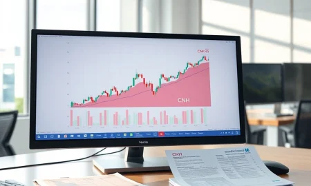 Analyst's screen showing CNH currency data chart from Standard Chartered's 2026 stability report.