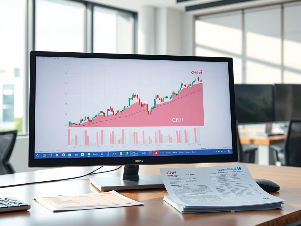 Analyst's screen showing CNH currency data chart from Standard Chartered's 2026 stability report.