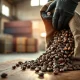 Cocoa farmer harvesting ripe pods in Ivory Coast as export purchases impact global cocoa prices