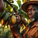 Cocoa pods on a tree in a plantation as prices decline in futures markets.