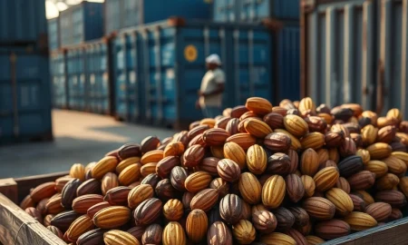 Cocoa pods at Ivory Coast port as prices surge on large export purchases