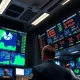 A trading screen displays falling corn futures prices on a financial terminal.